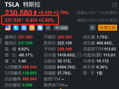 特斯拉继昨日涨4%后盘前继续反弹2.8%！大摩：回调是一个买入机会，马斯克：美国电动汽车产量计划未来两年翻番